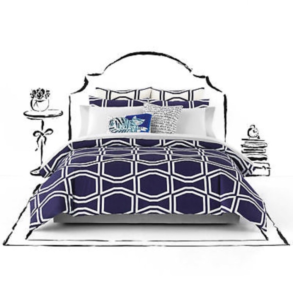 Kate Spade Bow full / queen navy comforter set